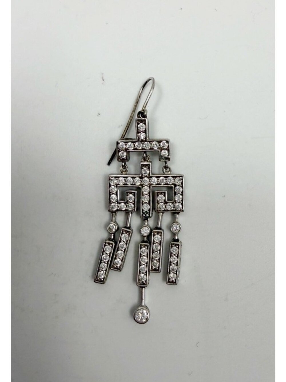 Sterling silver lab created cubic zirconia dangly drop 1 Just One earring